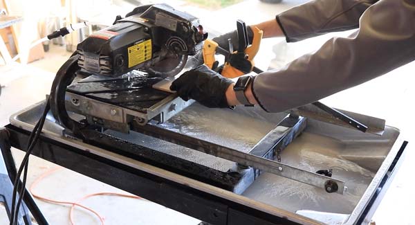 Wet Table Saw Cutting Tile