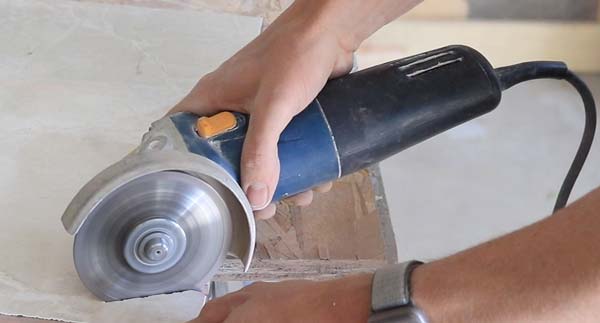 Angle Grinder Cutting Tile