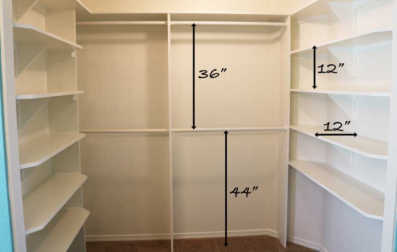 Custom closest shelf dimensions